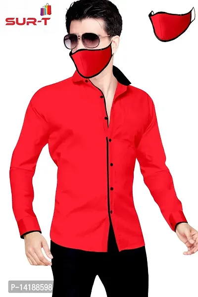 Reliable Pink Cotton  Long Sleeves Casual Shirts For Men-thumb0