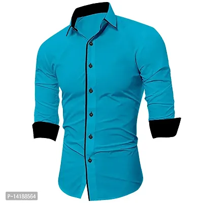 Reliable Blue Cotton  Long Sleeves Casual Shirts For Men