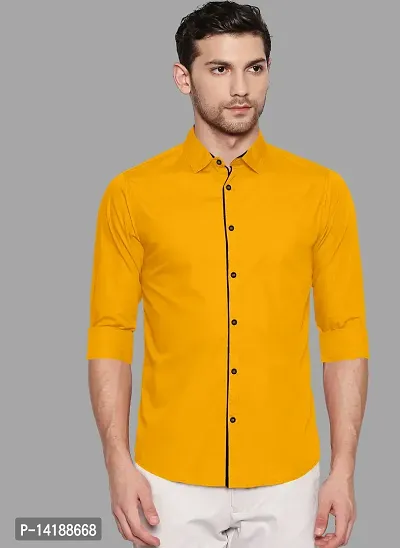 Reliable Yellow Cotton  Long Sleeves Casual Shirts For Men-thumb0