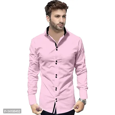 Reliable Peach Cotton  Long Sleeves Casual Shirts For Men-thumb0