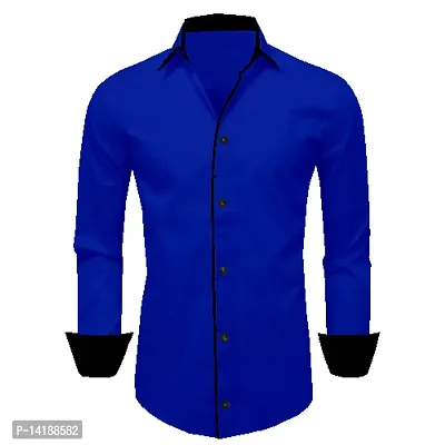 Reliable Blue Cotton  Long Sleeves Casual Shirts For Men-thumb0