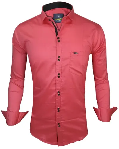 Men's Solid Long Sleeves Slim Fit Casual Shirt