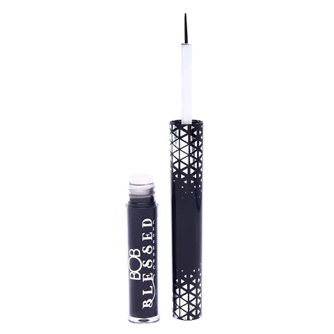 BOB BlessedObsessed Liquid Eyeliner, Colour eyeliner, Waterproof, Smudgeproof with fine eyeliner brush | Oh so Black