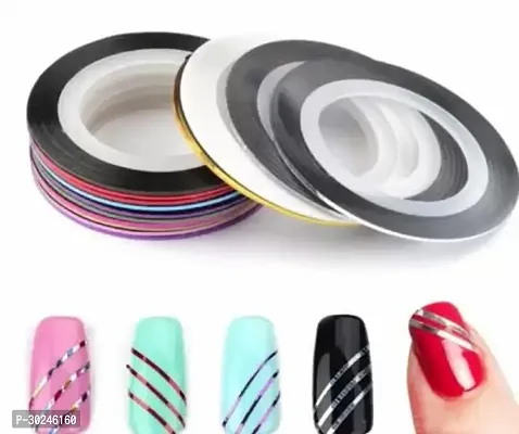 AuraSkin Looks United 12 X Mixed Color Nail Art Striping Rolls Tape Nail Sticker-thumb0