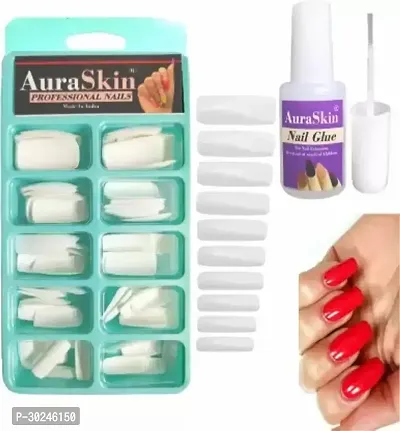 Aura Skin Gorgeous Acrylic Artificial Nail 100pcs With10ml Strong Nail Glue-thumb0