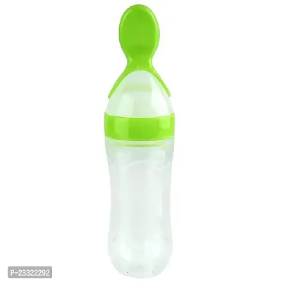 90ML Newborn Baby Feeding Bottle Toddler Safe Silicone Squeeze Feeding Spoon Milk Cereal Bottle Baby Training Feeder/Fruit Feeder (Orange/90 ml) (PACK OF 1)-thumb0