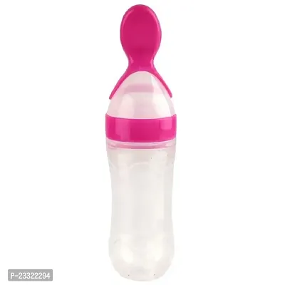 90ML Newborn Baby Feeding Bottle Toddler Safe Silicone Squeeze Feeding Spoon Milk Cereal Bottle Baby Training Feeder/Fruit Feeder (Orange/90 ml) (PACK OF 1)