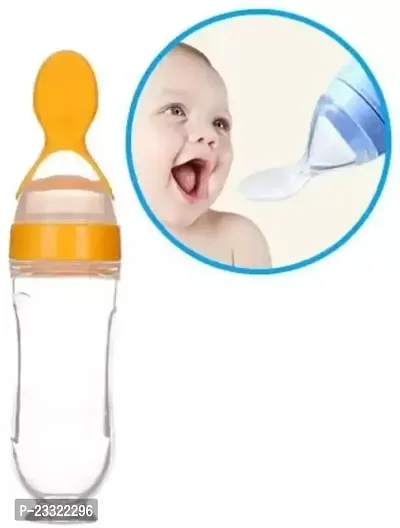 90ML Newborn Baby Feeding Bottle Toddler Safe Silicone Squeeze Feeding Spoon Milk Cereal Bottle Baby Training Feeder/Fruit Feeder (Orange/90 ml) (PACK OF 1)