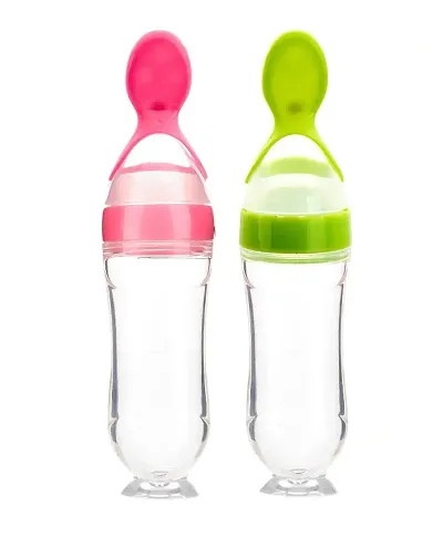 BPA Freed Baby Silicone Feeding bottle with Spoon Combo (Pack of 2)