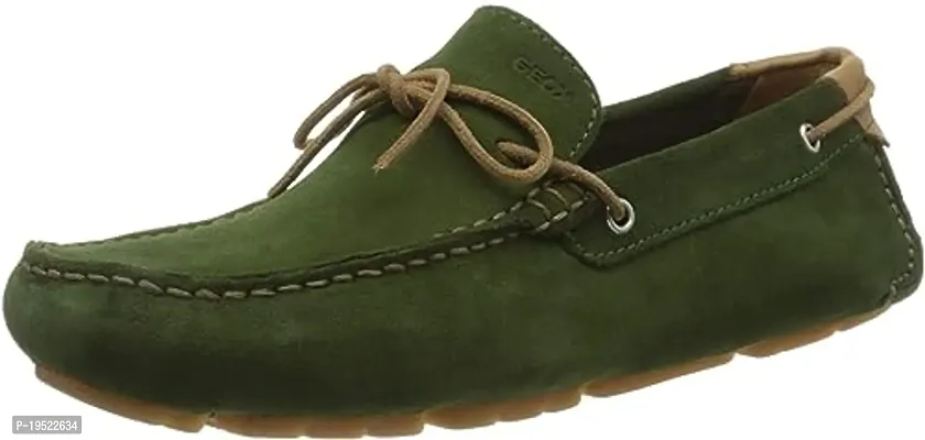 Stylish Green PU Solid Loafers For Men