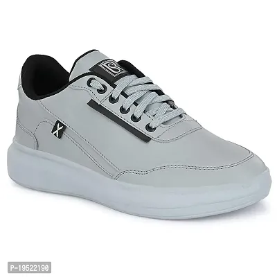 Stylish Grey PVC Solid Slip-On Sneakers For Men