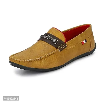 Stylish Tan PVC Solid Loafers For Men-thumb0