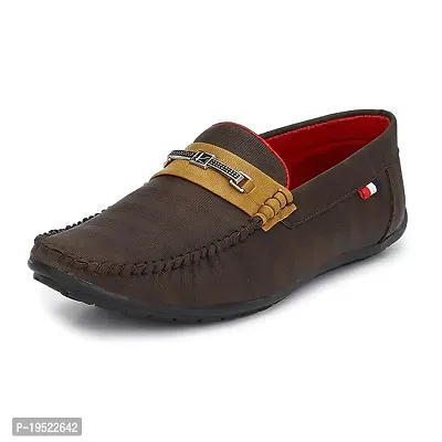 Stylish Brown PVC Solid Loafers For Men