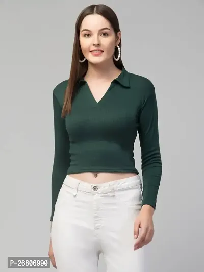 Elegant Green Lycra  Top For Women