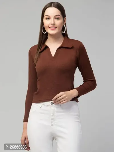 Elegant Brown Lycra  Top For Women