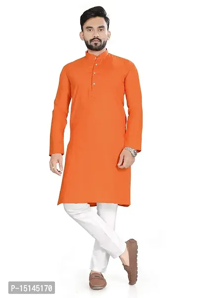 NuJi Fashion Long Pure Handloom Ethnic Cotton Kurta pyjama set for men