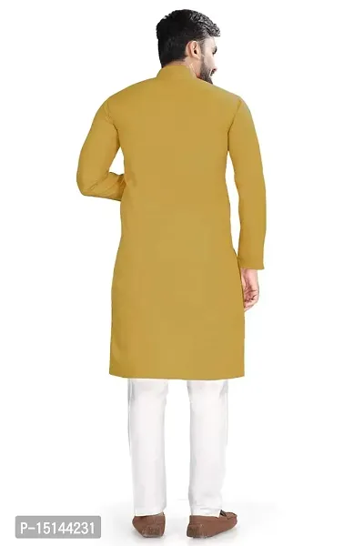 NuJi Fashion Mens Long Pure Handloom Ethnic Cotton Kurta-thumb3