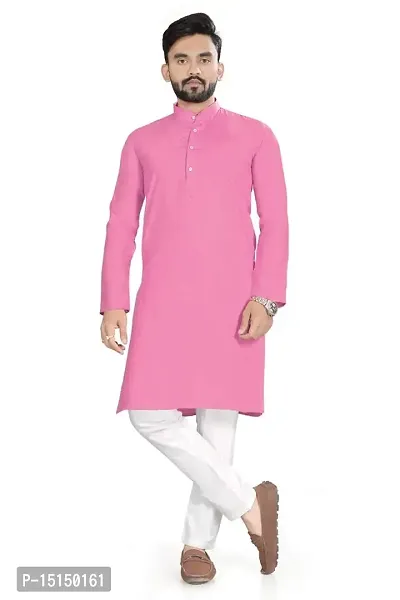 NuJi Fashion Mens Long Pure Handloom Ethnic Cotton Kurta-thumb0