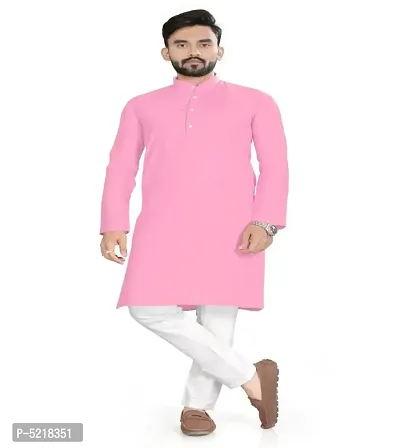 Cotton Blend Solid Straight Kurta for men