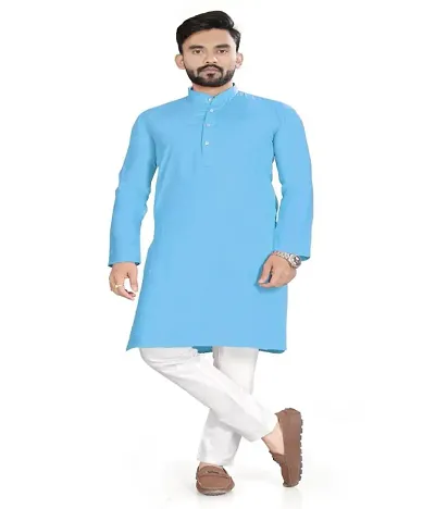 Blend Solid Straight Kurta for men