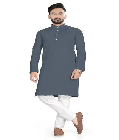 Blend Solid Straight Kurta for men