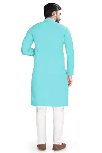 Cotton Blend Solid Straight Kurta for men-thumb2