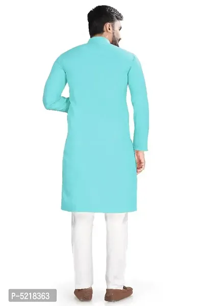 Cotton Blend Solid Straight Kurta for men-thumb3