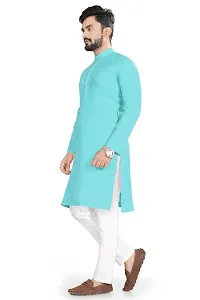 Cotton Blend Solid Straight Kurta for men-thumb1