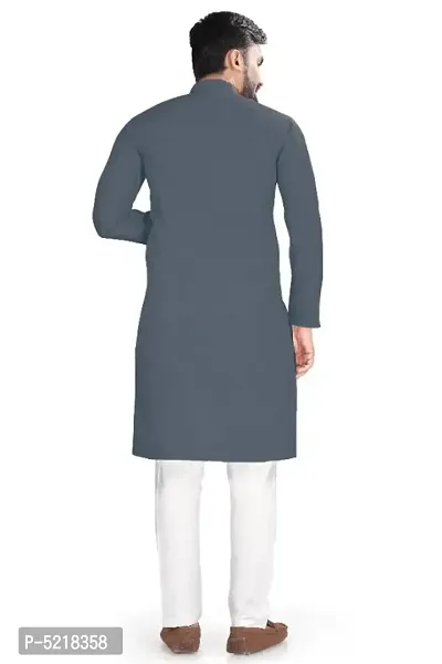 Cotton Blend Solid Straight Kurta for men-thumb2