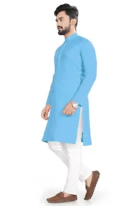 Cotton Blend Solid Straight Kurta for men-thumb1