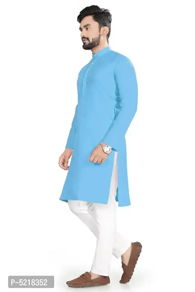 Cotton Blend Solid Straight Kurta for men-thumb2