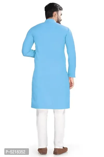 Cotton Blend Solid Straight Kurta for men-thumb3