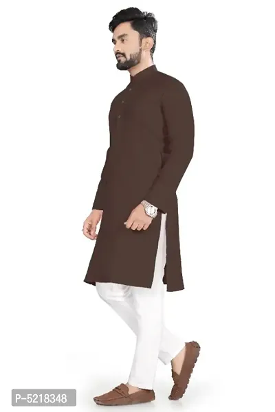 Cotton Blend Solid Straight Kurta for men-thumb2