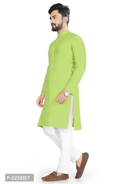 Cotton Blend Solid Straight Kurta for men-thumb2