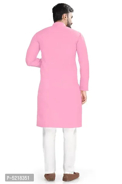 Cotton Blend Solid Straight Kurta for men-thumb3