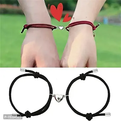 Lixom Magnetic Thread Bracelets for Women/Men, Bracelet for Girls, Stainless Steel Heart Shaped Attraction Matching Bracelet for Lover/Friend/Couples, Bracelet for Valentine Day-thumb4