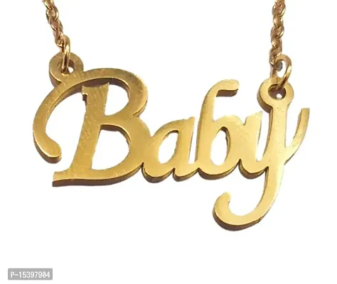 athizay 20 inches stainless steel Name Pendants for women and girls with Golden Chain love locket for Gifting Jewellery (BABY)-thumb0