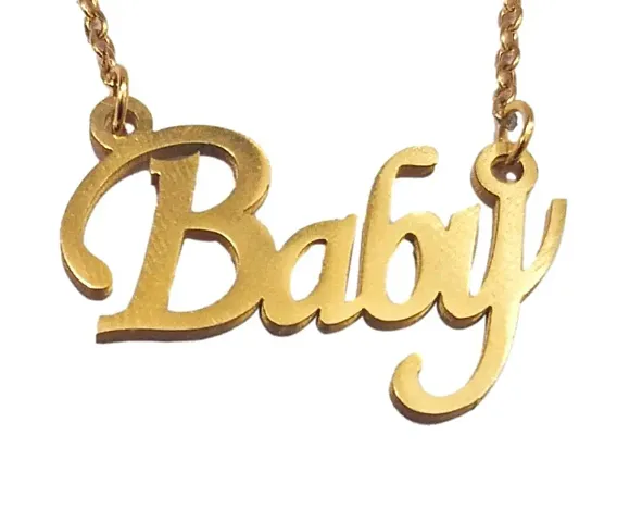 20 inches stainless (BABY) Name Pendants for women and girls with Chain love locket for Gifting Jewellery