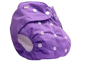 Tinny Tots Pack of 1 Baby Reusable Cloth Diapers Washable Adjustable With 1 Baby Bamboo Charcoal Microfiber Insert Pads Soaker Boosters(5 Layers) Wet-Free Combo For Toddlers/New Borns(PURPLE)-thumb1