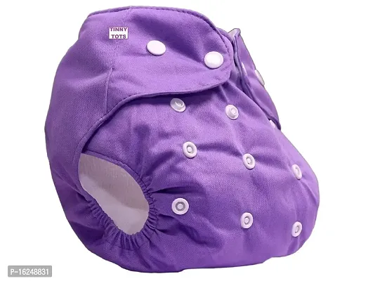 Tinny Tots Pack of 1 Baby Reusable Cloth Diapers Washable Adjustable With 1 Baby Bamboo Charcoal Microfiber Insert Pads Soaker Boosters(5 Layers) Wet-Free Combo For Toddlers/New Borns(PURPLE)-thumb2