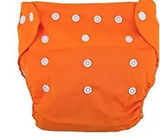 Alya Baby 2 Button Pocket Style Reusable Cloth Diapers Adjustable Washable With 4 White Microfiber Bamboo(6layers) Wet-Free Insert Pads For Toddlers/New Borns(0-14 Months) (ORANGE,GREEN)-thumb3