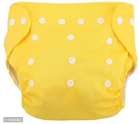 Alya Baby Reusable Cloth Diapers All in One Adjustable Pocket Style Nappies Washable With White Microfiber(4 layers) Wet-Free Insert Pads (0-24 Months,3-16KG) (PACK OF 2, YELLOW,YELLOW)-thumb3