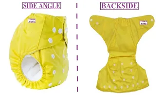 Tinny Tots Pack of 1 Baby Reusable Cloth Diapers Washable Adjustable With 1 Baby Bamboo Charcoal Microfiber Insert Pads Soaker Boosters(5 Layers) Wet-Free Combo For Toddlers/New Borns(YELLOW)-thumb1