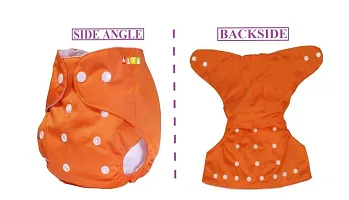 Tinny Tots Baby Reusable Cloth Diapers All in One Adjustable Washable With White Microfiber(4 layers) Wet-Free Insert Pads (0-24 Months 3-16KG) (PACK OF 3, ORANGE,PINK,PURPLE)-thumb2