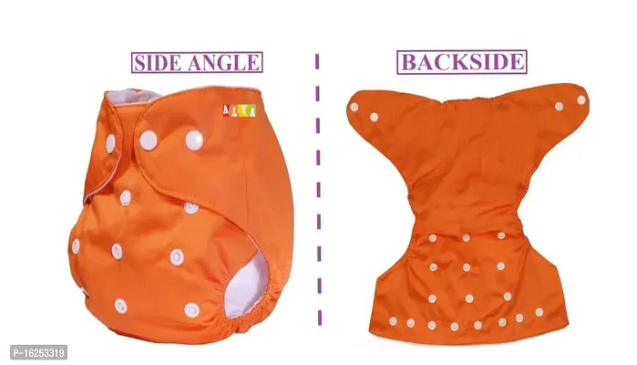 Tinny Tots Baby Reusable Cloth Diapers All in One Adjustable Washable With White Microfiber(4 layers) Wet-Free Insert Pads (0-24 Months 3-16KG) (PACK OF 3, ORANGE,PINK,PURPLE)-thumb3