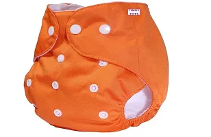 Tinny Tots Pack of 1 Baby Reusable Cloth Diapers Washable Adjustable With 3 Baby Bamboo Microfiber Charcoal Insert Pads Soaker Boosters(5 Layers) Wet-Free Combo For Toddlers/New Borns(ORANGE)-thumb2