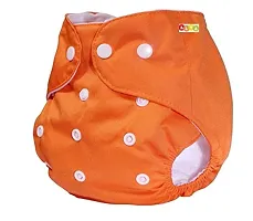 Alya Pocket Button Style Solid Reusable Cloth Diaper All in One Adjustable Washable Diapers Nappies(Without Inserts) for Toddlers/New Borns(0-24 Months,3-16KG) (Pack of 3, Green,Yellow,Orange)-thumb3