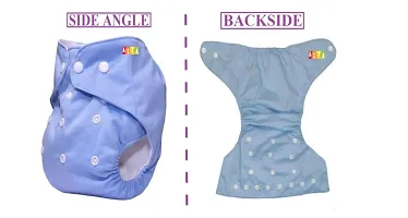 Alya Pocket Button Style Solid Reusable Cloth Diaper All in One Adjustable Washable Diapers Nappies(Without Inserts) for Toddlers/New Borns(0-24 Months,3-16KG) (Pack of 2, Blue,RED)-thumb1