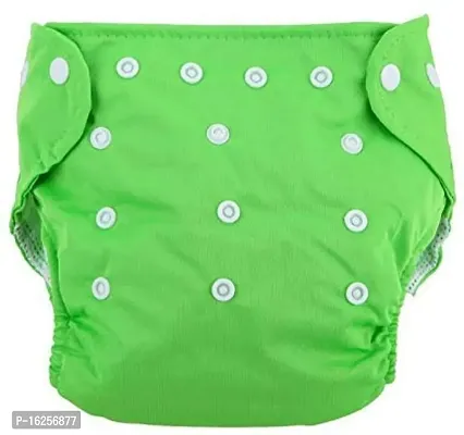 Alya Pocket Button Style Solid Reusable Cloth Diaper All in One Adjustable Washable Diapers Nappies(Without Inserts) for Toddlers/New Borns(0-24 Months,3-16KG) (Pack of 3, Green)-thumb2