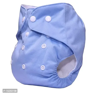 Alya Pocket Button Style Solid Reusable Cloth Diaper All in One Adjustable Washable Diapers Nappies(Without Inserts) for Toddlers/New Borns(SMALL;3-12 KGS)(BLUE, PACK OF 1)